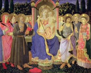 Madonna e Criança entronizada com santos (retábulo) (painel)